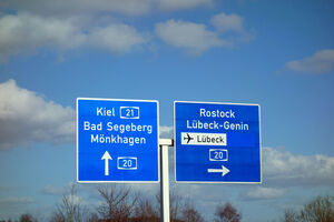 Autobahnausschilderung Richtung Rostock