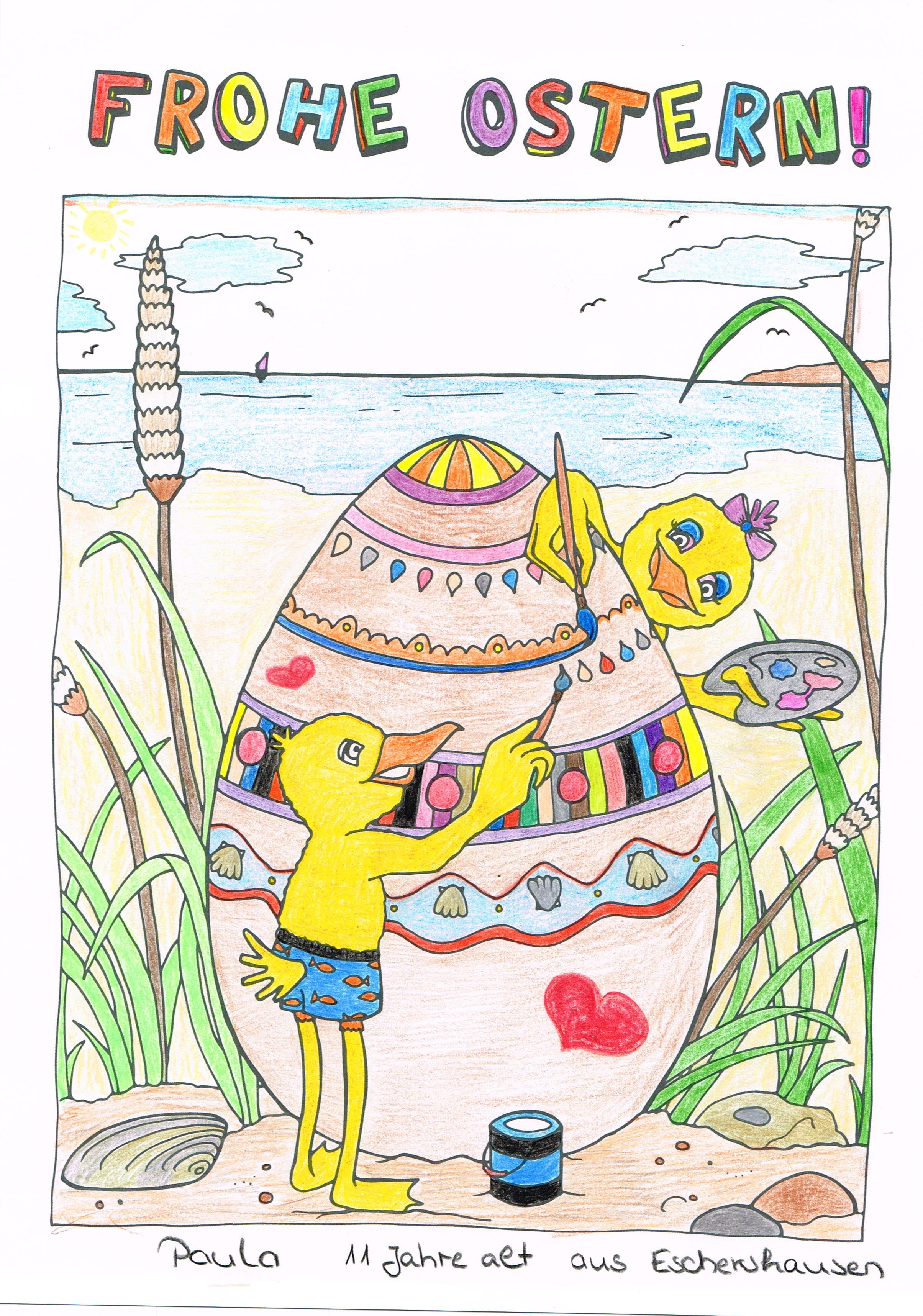 Postkarte ausgemalt von Paula 11 Jahre